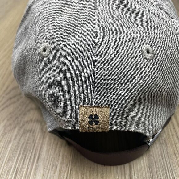Black Clover Hat Cap Strap Back Gray Topgolf Patch Leather Adjustable Mens Golf - Picture 6 of 9